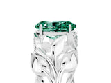White gold Oval Cut Solitaire Leaf-Inspired Engagement Ring with Prong Setting_5