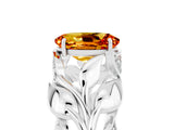 White gold Oval Cut Solitaire Leaf-Inspired Engagement Ring with Prong Setting_5