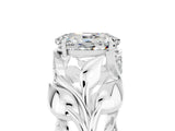 White gold Oval Cut Solitaire Leaf-Inspired Engagement Ring with Prong Setting_5