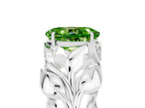 White gold Oval Cut Solitaire Leaf-Inspired Engagement Ring with Prong Setting_5