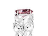 White gold Oval Cut Solitaire Leaf-Inspired Engagement Ring with Prong Setting_5