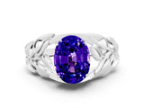 White gold Oval Cut Solitaire Leaf-Inspired Engagement Ring with Prong Setting