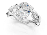 White gold Oval Cut Solitaire Leaf-Inspired Engagement Ring with Prong Setting_8
