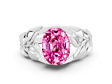 White gold Oval Cut Solitaire Leaf-Inspired Engagement Ring with Prong Setting