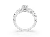 White gold Oval Cut Solitaire Moissanite Leaf-Inspired Vine Band Ring with Prong Setting_3
