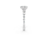White gold Oval Cut Solitaire Moissanite Ring with Pave Band and Four-Prong Setting_2