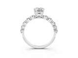 White gold Oval Cut Solitaire Moissanite Ring with Pave Band and Four-Prong Setting_3
