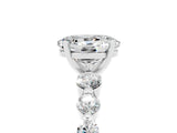White gold Oval Cut Solitaire Moissanite Ring with Pave Band and Four-Prong Setting_5