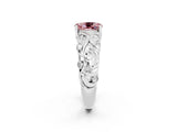 White gold Oval Cut Solitaire Morganite Leaf-Inspired Vine Band Ring with Prong Setting_2