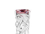 White gold Oval Cut Solitaire Morganite Leaf-Inspired Vine Band Ring with Prong Setting_5