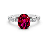 White gold Oval Cut Solitaire Pave Diamond Engagement Ring with Four-Prong Setting_12