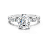 White gold Oval Cut Solitaire Pave Diamond Engagement Ring with Four-Prong Setting_12