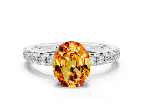 White gold Oval Cut Solitaire Pave Diamond Engagement Ring with Four-Prong Setting_12