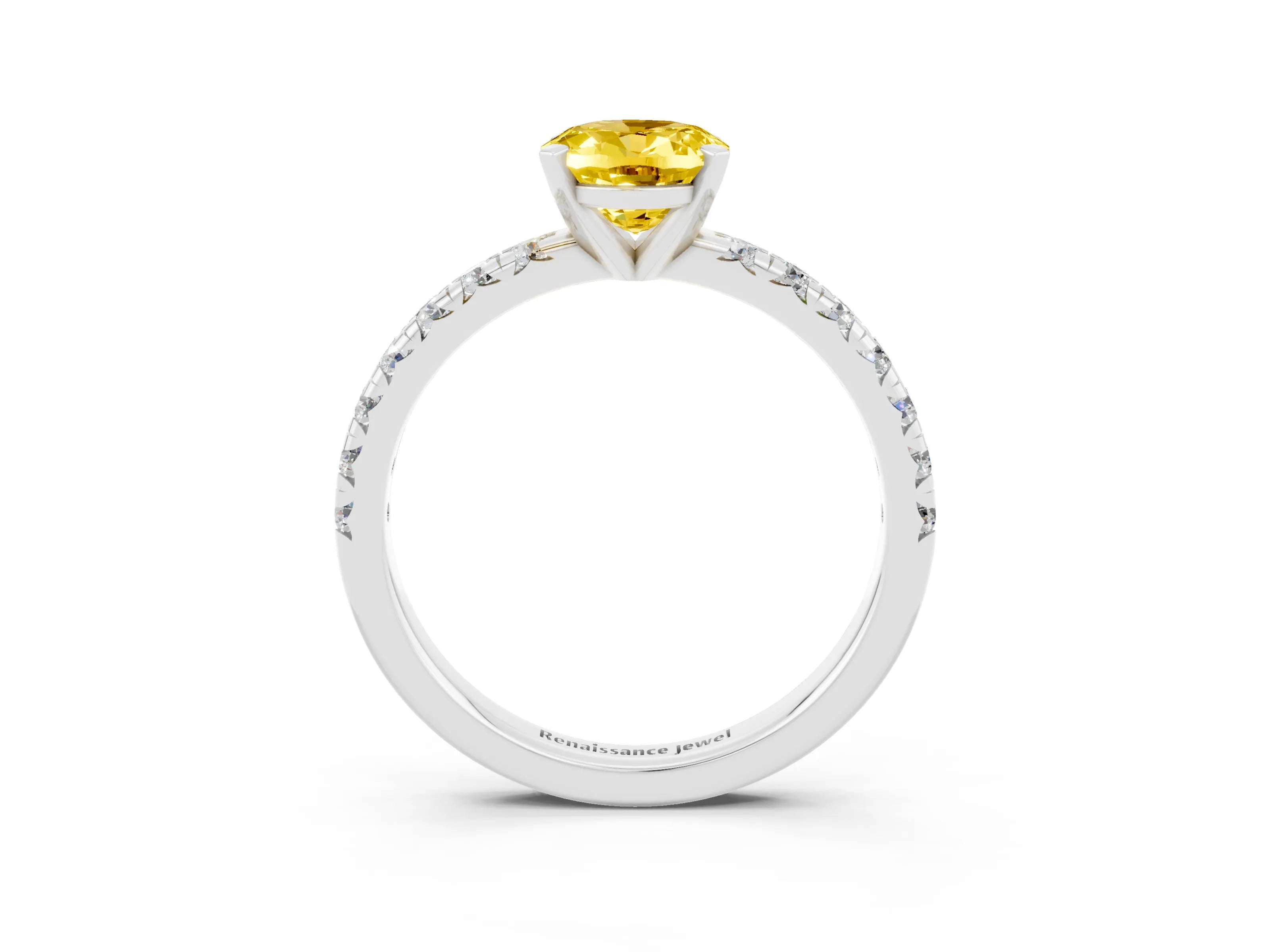 White gold Oval Cut Solitaire Pave Diamond Engagement Ring with Four-Prong Setting_15