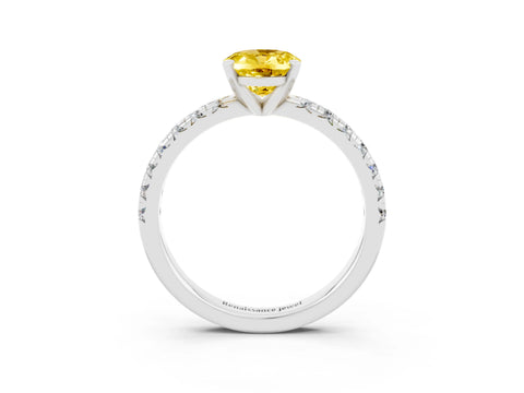 White gold Oval Cut Solitaire Pave Diamond Engagement Ring with Four-Prong Setting_15