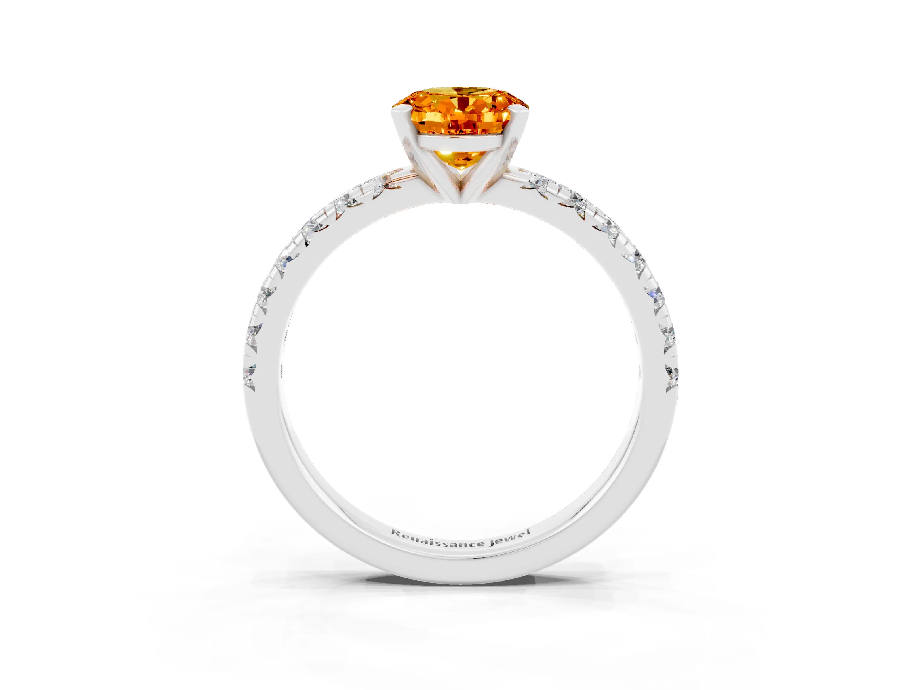 White gold Oval Cut Solitaire Pave Diamond Engagement Ring with Four-Prong Setting_15