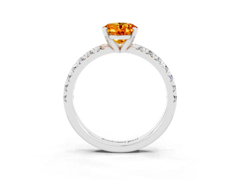 White gold Oval Cut Solitaire Pave Diamond Engagement Ring with Four-Prong Setting_15