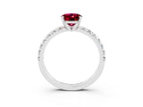 White gold Oval Cut Solitaire Pave Diamond Engagement Ring with Four-Prong Setting_15