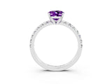 White gold Oval Cut Solitaire Pave Diamond Engagement Ring with Four-Prong Setting_15
