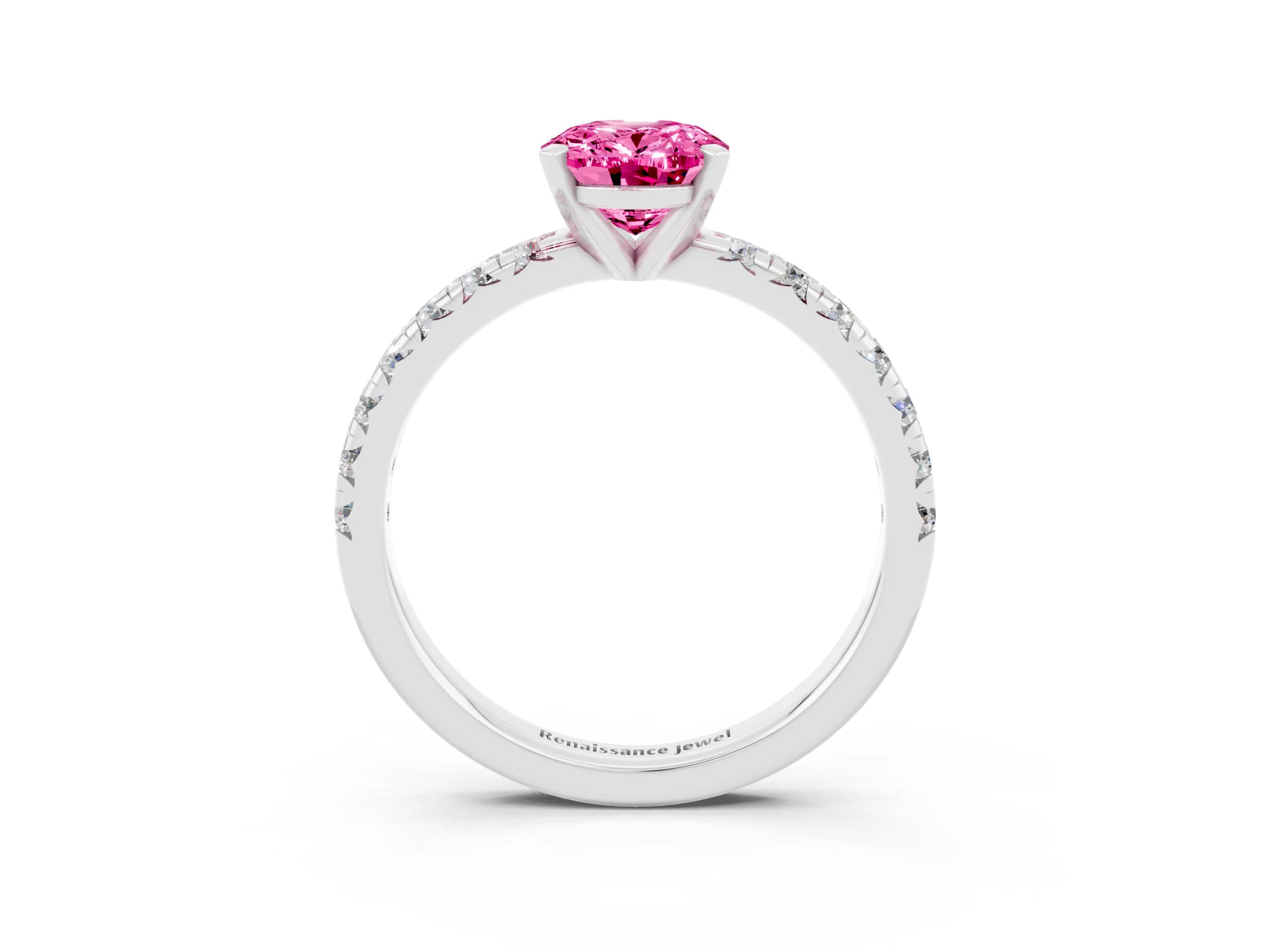White gold Oval Cut Solitaire Pave Diamond Engagement Ring with Four-Prong Setting_15
