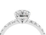 White gold Oval Cut Solitaire Pave Diamond Engagement Ring with Four-Prong Setting_16