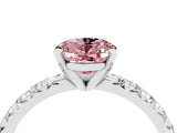 White gold Oval Cut Solitaire Pave Diamond Engagement Ring with Four-Prong Setting_16