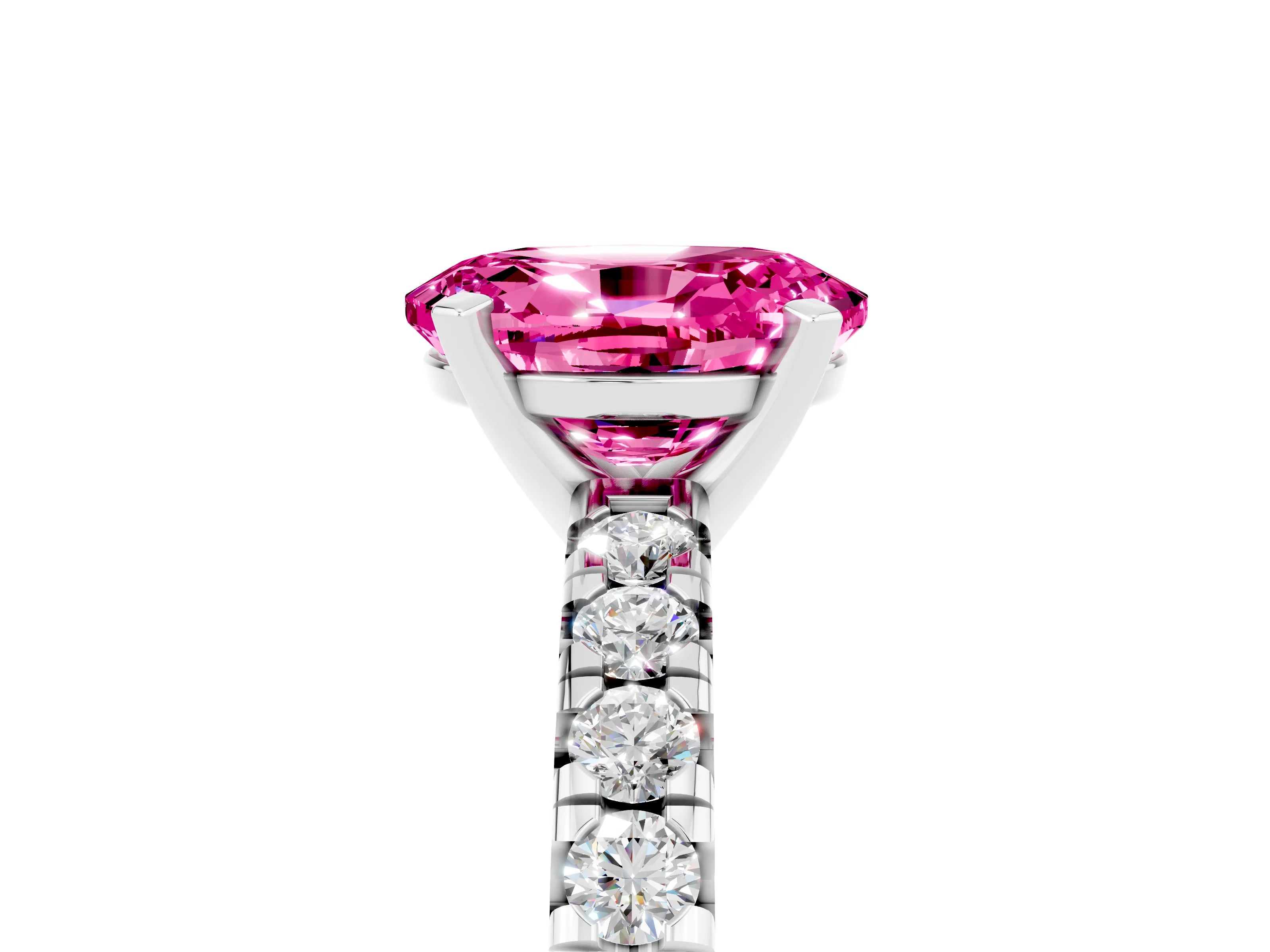 White gold Oval Cut Solitaire Pave Diamond Engagement Ring with Four-Prong Setting_17