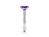 White gold Oval Cut Solitaire Pave Diamond Engagement Ring with Four-Prong Setting_2