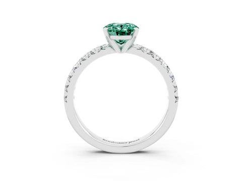 White gold Oval Cut Solitaire Pave Diamond Engagement Ring with Four-Prong Setting_3