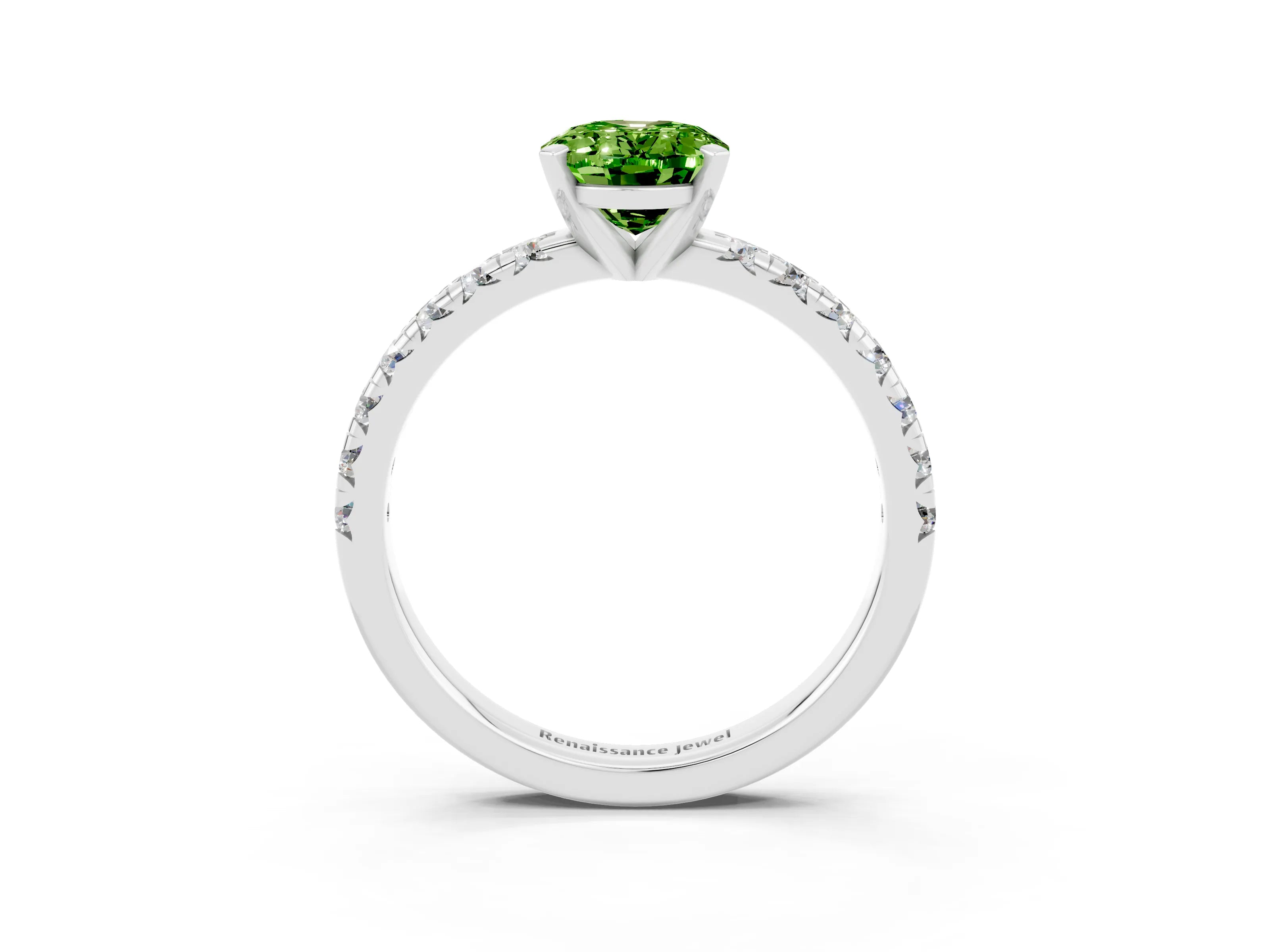 White gold Oval Cut Solitaire Pave Diamond Engagement Ring with Four-Prong Setting_3