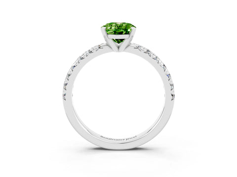 White gold Oval Cut Solitaire Pave Diamond Engagement Ring with Four-Prong Setting_3
