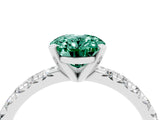 White gold Oval Cut Solitaire Pave Diamond Engagement Ring with Four-Prong Setting_4