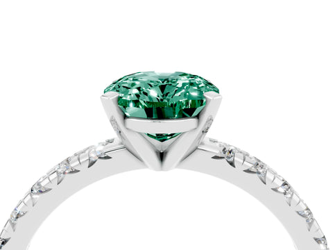 White gold Oval Cut Solitaire Pave Diamond Engagement Ring with Four-Prong Setting_4