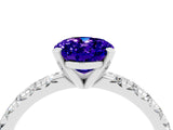 White gold Oval Cut Solitaire Pave Diamond Engagement Ring with Four-Prong Setting_4
