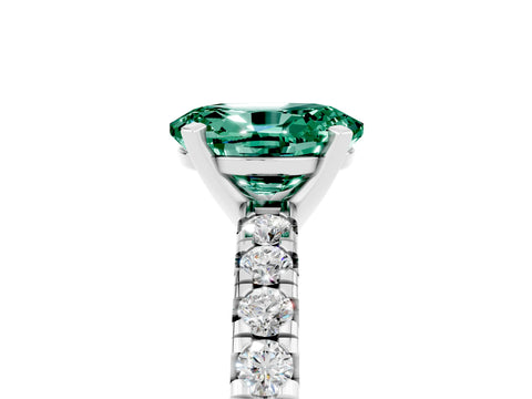 White gold Oval Cut Solitaire Pave Diamond Engagement Ring with Four-Prong Setting_5