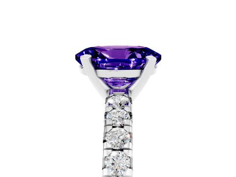 White gold Oval Cut Solitaire Pave Diamond Engagement Ring with Four-Prong Setting_5