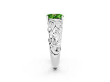 White gold Oval Cut Solitaire Peridot Leaf-Inspired Vine Band Ring with Prong Setting_2