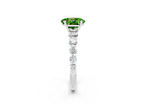 White gold Oval Cut Solitaire Peridot Ring with Pave Band and Four-Prong Setting_2