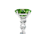 White gold Oval Cut Solitaire Peridot Ring with Pave Band and Four-Prong Setting_5