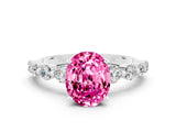 White gold Oval Cut Solitaire Pink Sapphire Ring with Pave Band and Four-Prong Setting_24