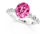 White gold Oval Cut Solitaire Pink Sapphire Ring with Pave Band and Four-Prong Setting_25