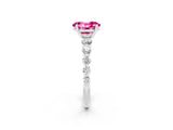 White gold Oval Cut Solitaire Pink Sapphire Ring with Pave Band and Four-Prong Setting_26