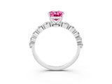 White gold Oval Cut Solitaire Pink Sapphire Ring with Pave Band and Four-Prong Setting_27