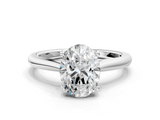 White gold Oval Cut Solitaire Ring with Cathedral Band and Four-Prong Setting_137
