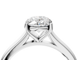 White gold Oval Cut Solitaire Ring with Cathedral Band and Four-Prong Setting_141