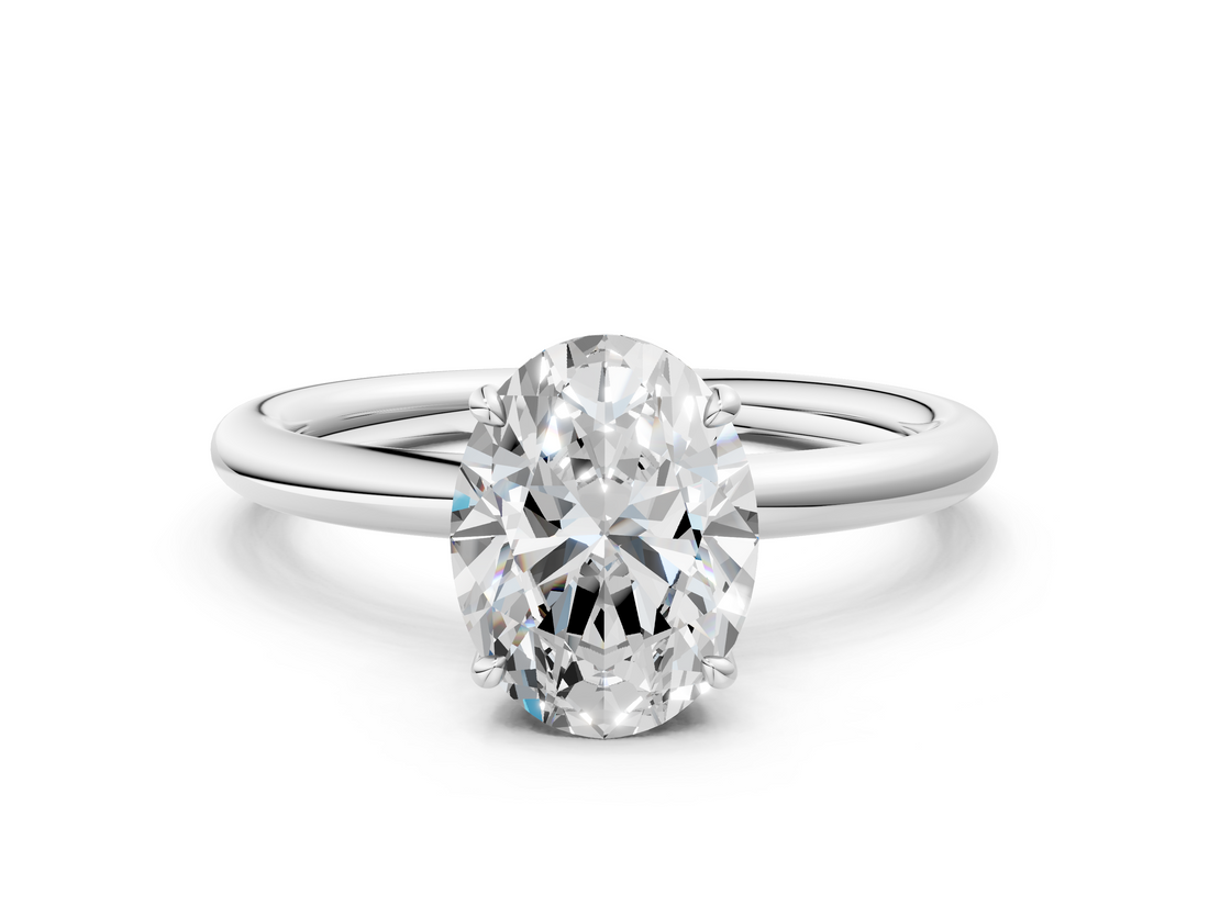 White gold Oval Cut Solitaire Ring with Thin Band and Four-Prong Setting_49