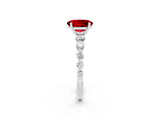 White gold Oval Cut Solitaire Ruby Ring with Pave Band and Four-Prong Setting_2