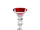 White gold Oval Cut Solitaire Ruby Ring with Pave Band and Four-Prong Setting_5