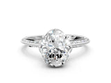 White gold Oval Cut Solitaire Split Shank Pave Diamond Engagement Ring with Four-Prong Setting_500