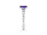 White gold Oval Cut Solitaire Tanzanite Ring with Pave Band and Four-Prong Setting_2